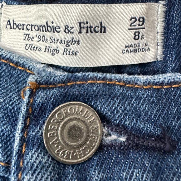 Ambercrombie & Fitch The 90's Straight Ultra Rise Sz 29/8S Med Wash 26" Inseam - Picture 15 of 15